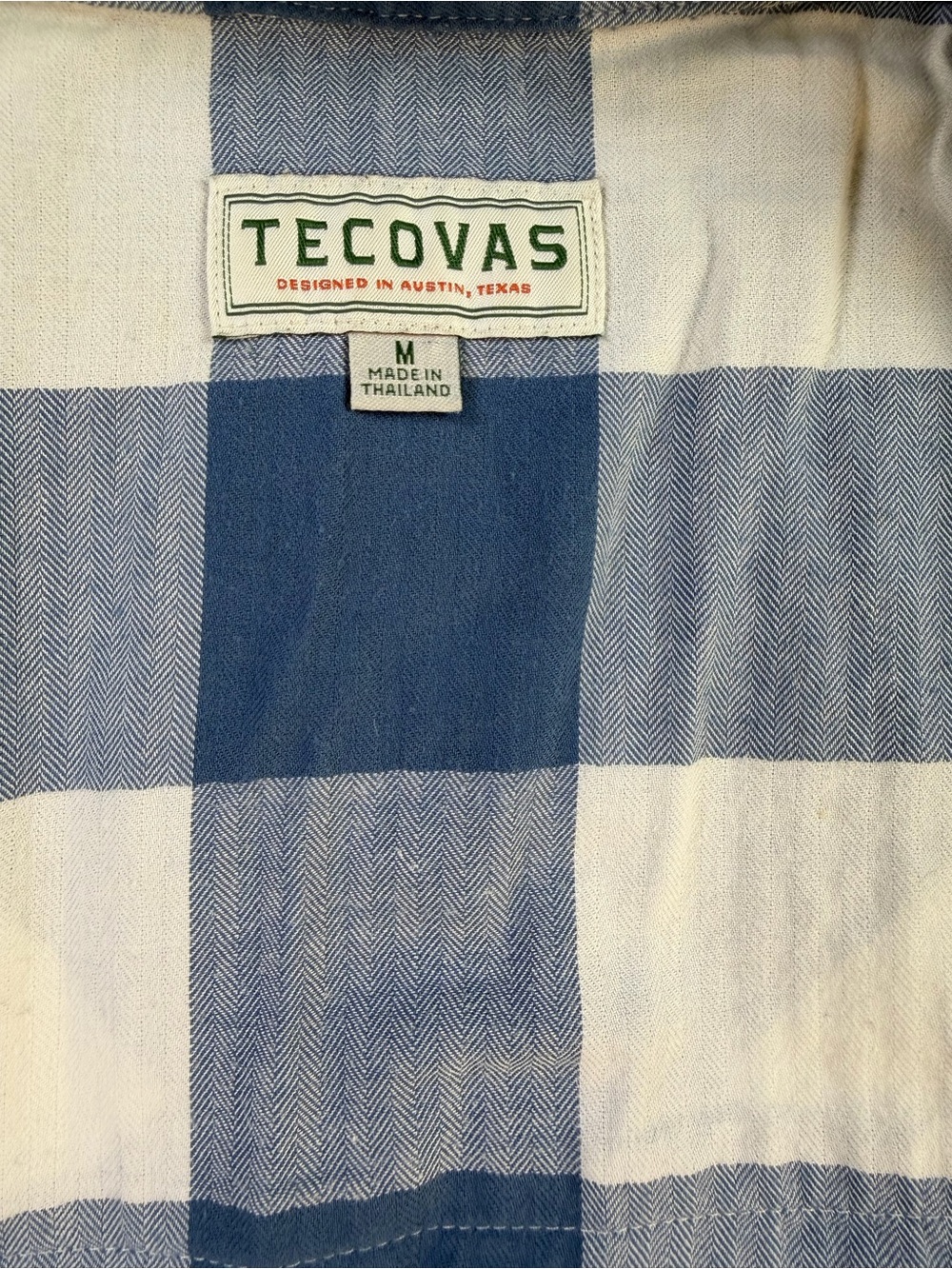Tecovas Blue & White Buffalo Plaid Pearl Snap Button Up Shirt Medium - Picture 4 of 8